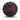 A black textured object with red paint speckles and a red X symbol in the center.