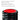 A black and red massage roller with a hollow core in a promotional display.